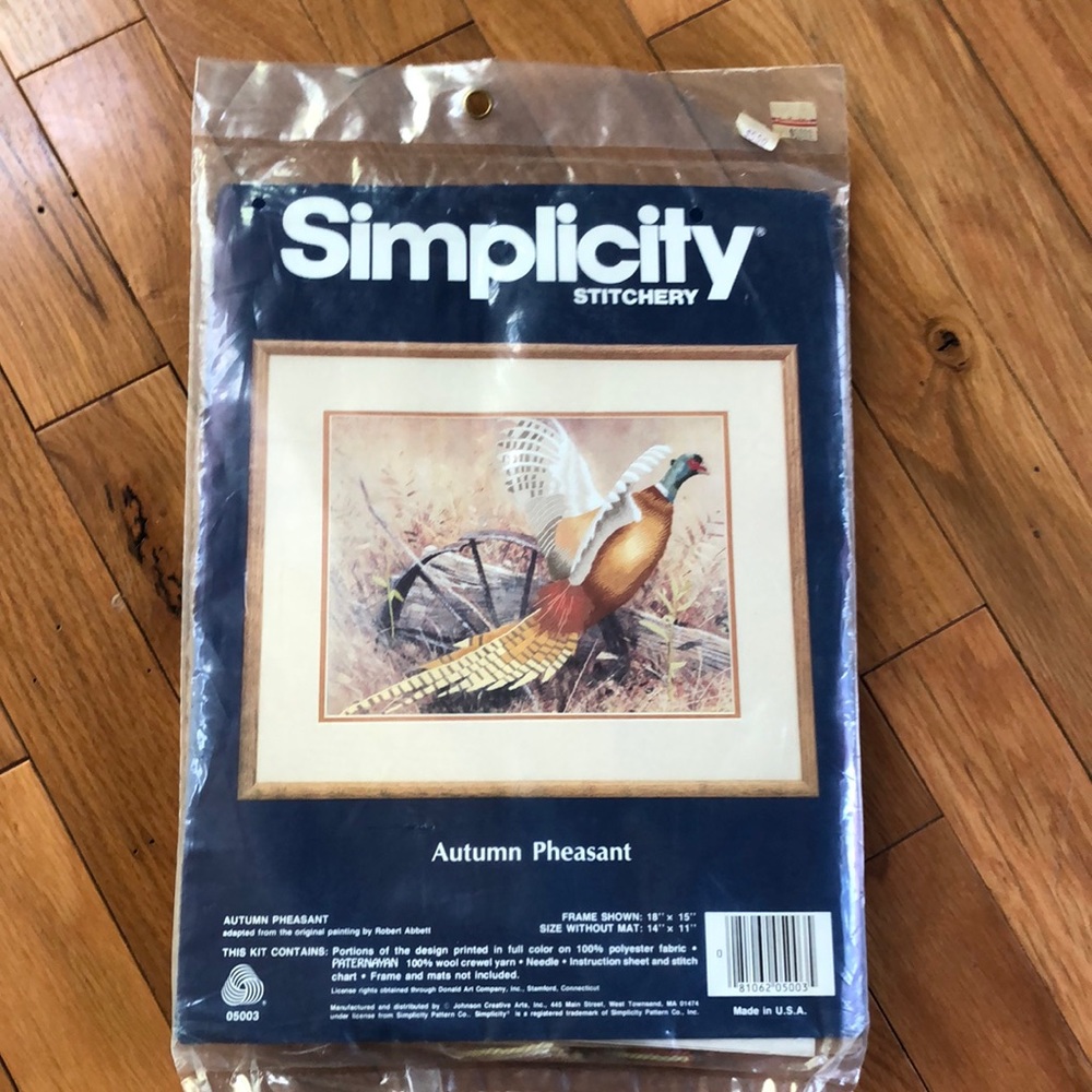 NOS Sealed SIMPLICITY STITCHERY “AUTUMN PHEASANT” Kit #05003